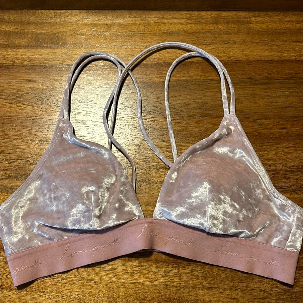 Victorias Secret PINK Velvet Bralette - Light Pink